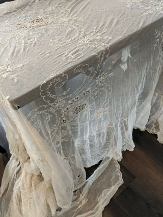 Vintage Bed Cover Swag Antique Lace Material