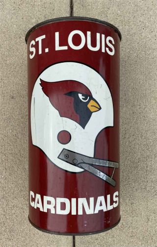 Rare Vintage St Louis Cardinals Football Metal Wastebasket Trash Garbage Can