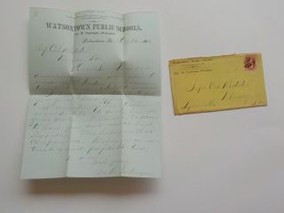 Antique Letter 1883 Watsontown Public Schools Pennsylvania Muncy Cover Stamp Nr