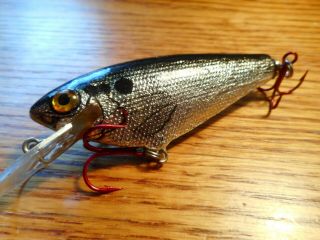 Color Vintage Bagley Small Fry Shad Wood Fishing Lures - Black/silver Foil