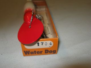 Vintage Bomber Fishing Lure & Papers Wooden Waterdog Model 1704