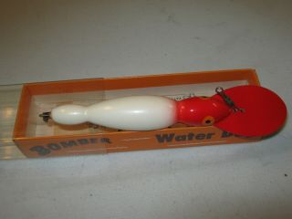 Vintage Bomber Fishing Lure & Papers Wooden Waterdog Model 1704 2