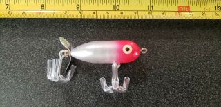 Vintage Heddon Tiny Torpedo Fishing Lure Red Head Pearl