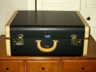 Rare Vintage Blue Bird By Spelrein Luggage Suitcase 1940s Guc Navy Blue/black