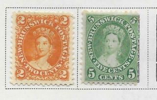 2 Brunswick Stamps From Quality Old Antique Album 1860 - 1863