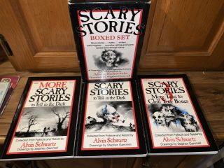 Vg Scary Stories To Tell In The Dark,  Rare Box Set,  3 Volumes Alvin Schwartz