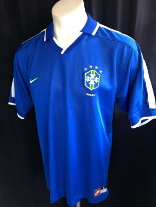 L Vtg 1997 Nike Brazil Soccer Jersey Football Shirt Rare Only One Year 97 A