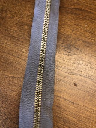 RARE VTG Crown Spring Loaded Zipper,  Metal,  Jacket,  Khaki 17.  5” Separating USA 3