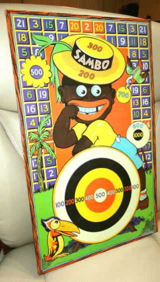 Rare Black Sambo Dart Target Game Board Aaa Sign Co.  Metal Wall Art African