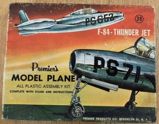 Premier Republic F - 84 Thunder Jet - 1/48 Scale - Rare Vintage 1950s Kit