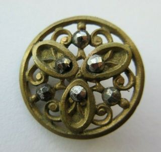 Dazzling Antique Vtg Victorian Metal Button W/ Cut Steel Accents 3/4 " (o)