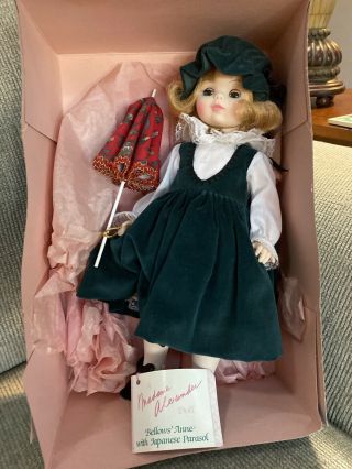Vintage Madame Alexander Bellows Anne 13.  5” Doll W/ Japanese Parasol