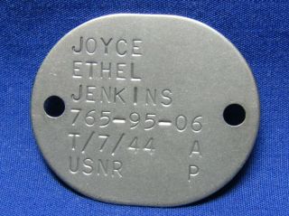 Wwii 1944 Navy Wave Womens Volunteer Dog Tag T/7/44 - Very Rare