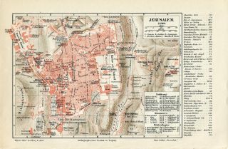 1897 Jerusalem City Plan Israel Palestine Antique Map