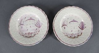 Antique 19th C Pair 2 Soft Paste Porcelain Pink Lustre 5 3/4 " Child 