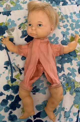 Vintage 1968 Ideal Newborn Thumbelina Doll In Need Of Repair Or Parts