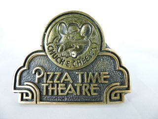 Chuck E.  Cheese Pizza Time Theatre Brass Belt Buckle Unisex Rare Collectible
