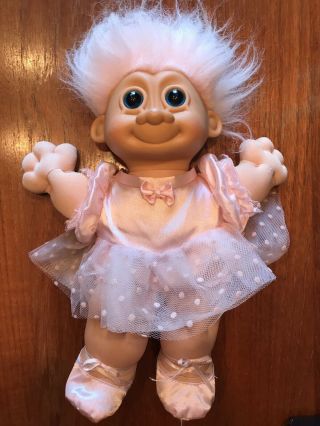 Large Russ Berrie Ballerina Soft Troll Doll Pink Tutu 2324 13 " Vintage
