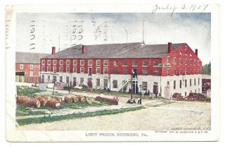 Richmond Va Libby Prison Antique 1907 Postcard Jamestown Exposition Souvenir