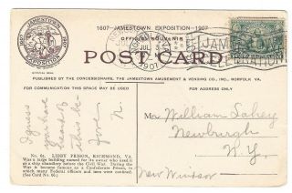 Richmond VA Libby Prison Antique 1907 Postcard Jamestown Exposition Souvenir 2