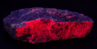 Rare Red Fluorescing Aragonite From Italy - Best Longwave & Under Convoy