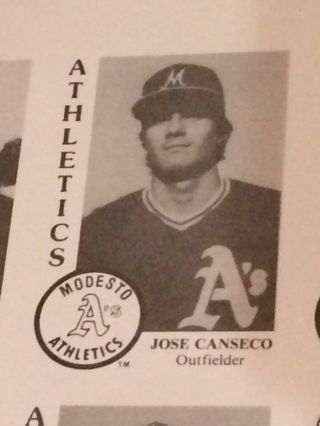 1984 Chong Modesto A ' s Uncut Team Set Jose Canseco minor league rookie RARE 2