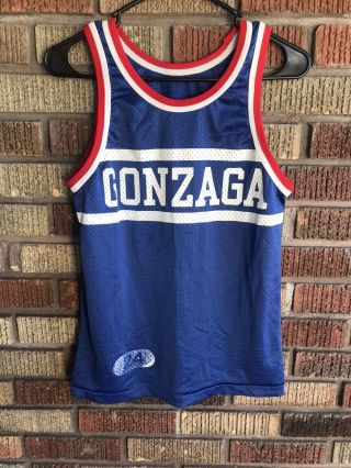Rare Vtg Blue Gonzaga Bulldogs Basketball 24 Warm Up Jersey Champion Blue Bar