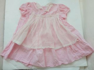 Sweet Vintage Pink & White Gingham Dress For Vintage Doll