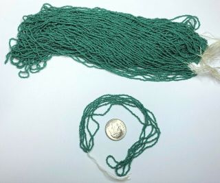 Antique Micro Seed Beads - 18/0 Greasy Opaque Aquamarine Sea Green Hank - 2.  2 G Avg