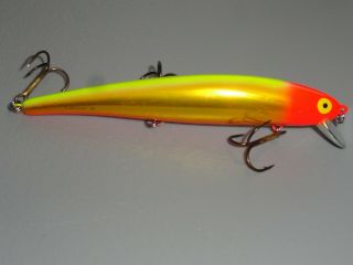 Vintage Fishing Lure Plastic Bomber Long A Yellow Gold Orange 5 " Floating Rattle