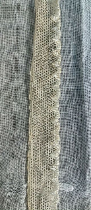 Antique 100 Cotton Ivory Very Fine Lace Trim With Silk Edge For Sewing.