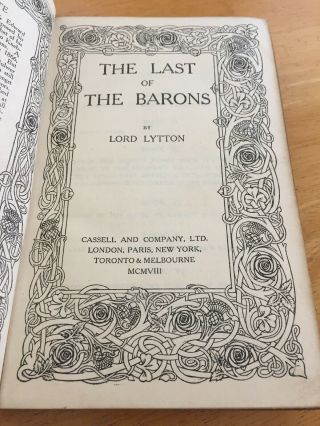 The Last Of The Barons By Lord Lytton Antique 1910 Hardback Antique