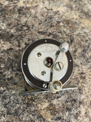 Vintage Rare Pennell Trade Mark 60 Yd German Silver? Jeweled Fly Casting Reel