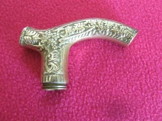Vintage Solid Brass Walking Stick/cane Handle Oriental Engraving