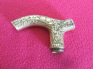 Vintage Solid Brass Walking Stick/Cane Handle Oriental Engraving 2