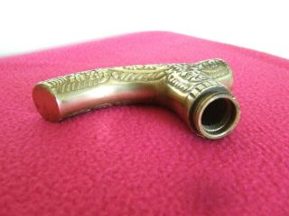 Vintage Solid Brass Walking Stick/Cane Handle Oriental Engraving 3