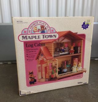 Vintage 1987 Tonka Maple Town Log Cabin Box Furniture Nos Nrfb 80s