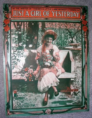 1916 Just A Girl Of Yesterday Vintage Sheet Music By Geo Meyer