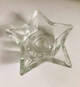 Vintage Clear Pressed Glass Star Shaped Tapered/votive Candle Holder 5 "