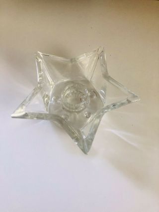 Vintage Clear Pressed Glass Star Shaped Tapered/Votive Candle Holder 5 