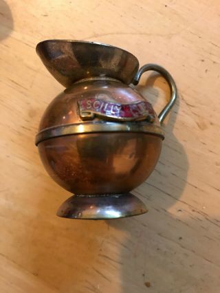 Sweet Little Copper And Brass Souvenir Jug By Peerage From Cornwall Scilly Isles