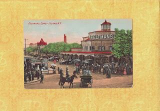 Ny Coney Island Brooklyn 1913 Antique Postcard Feltmans York To Providence