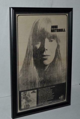 Joni Mitchell 1968 Rare Debut Lp Framed Promotional Poster / Ad