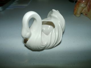 Vintage Porcelain Swan Head Down Gold Trim Miniatures