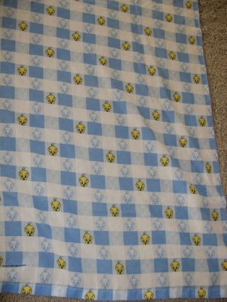 Tweety Bird Twin Size Bed Sheet Fitted & Flat Fabric Vintage 1998 Checkerboard 3
