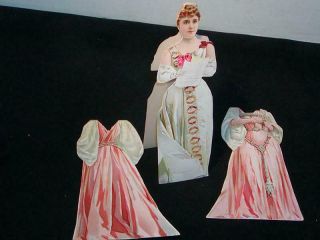 Antique Paper Dolls Circa 1890s - 7.  5 " Tall With 2 Outfits