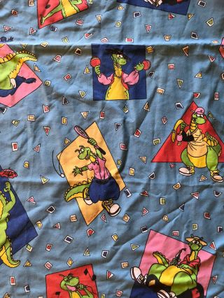 Vintage 1995 Dudley The Dragon Twin Sheet Set Flat Fitted Rare Fabric Material