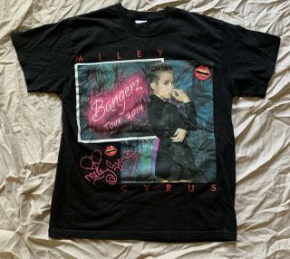 Miley Cyrus Bangerz Tour 2014 Concert T Shirt Black Size Medium Rare