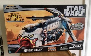 Star Wars Republic Gunship Cartoon Network W/ Figures.  Unassembled,  Open Box