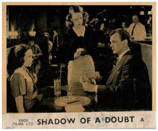 Shadow Of A Doubt Lobby Card Alfred Hitchcock Teresa Wright 1943 Rare